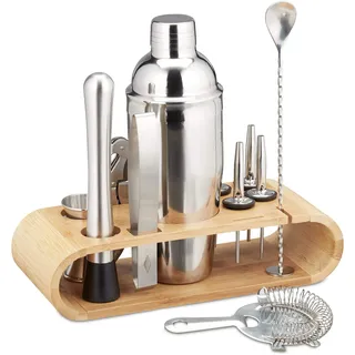 Relaxdays Cocktail Set 11-teilig Edelstahl