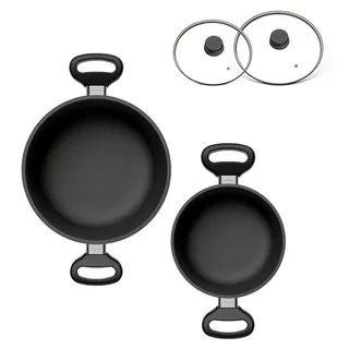 hoffmann germany STONIQ Topf-Set 4-tlg. 2 x Kochtopf + 2 x Glasdeckel