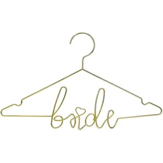 PartyDeco Kleiderbügel Metall 45x27cm Bride Metallbügel für Braut Metallkleiderbügel Hochzeitskleid Kleid Kleidung Wäschebügel Hochzeitszubehör Hochzeit Gold