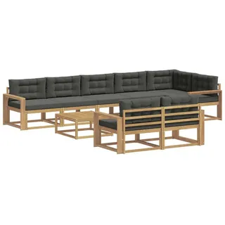 vidaXL Outdoor-Sofagarnitur 9-tlg. Weiß/Anthrazit