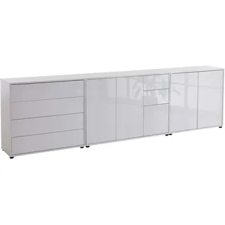 MID.YOU Sideboard Mailand Set 7 263,5 x 73 x 33 cm Weiß/Weiß Hochglanz