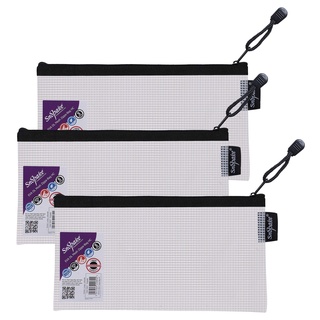 Snopake DL Zippa-Bag mit hoher Kapazität, EVA, 240 x 130 mm, transparent/schwarz, 3 Stück