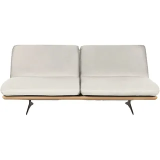 Dieter Knoll Schlafsofa Palermo, Weiß, Metall, Echtleder, Eiche, massiv, Uni, 2-Sitzer, 204x92x90 cm, Stoffauswahl, Schlafen auf Sitzhöhe, Rücken echt, Wohnzimmer, Sofas & Couches, Sofas, Ledersofas