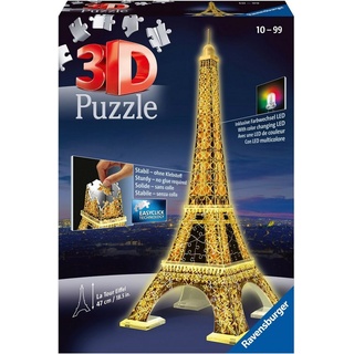 Ravensburger 3D-Puzzle Eiffelturm bei Nacht, 216 Puzzleteile, mit Farbwechsel LEDs; Made in Europe, FSC® - schützt Wald - weltweit bunt