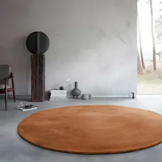 Wecon Home Anna getufteter Hochflorteppich, 100 cm rund, Terracotta