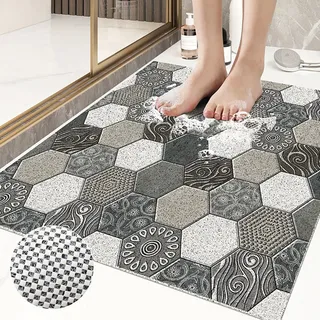 Evimstil Duschmatte rutschfest 80x80 cm Duscheinlage rutschfest mit Fliesenmuster Weich Komfort PVC Antirutschmatte dusche mit Ablauflöchern,Hohe Wasserdurchlässigkeit,für Nassbereiche