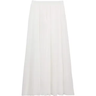 Damen Chiffon Strandrock Midirock Chiffonrock Damenrock für Sommer Strand Alltag Party Rocklänge 80cm - Einfarbig Weiß - 34-40