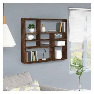 furnicato Wandregal Räuchereiche 90 x 16 x 78 cm – Stylischer Hingucker, 1-tlg., Stabile Regalwand mit 10 Fächern für Bücher und Deko im Wohnzimmer braun