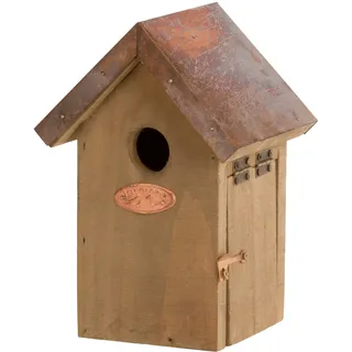 Esschert Design Nistkasten, Vogelhaus Zaunkönig in braun mit Kupferdach, ca. 14 cm x 11 cm x 20 cm