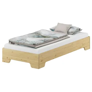 Funktionsbett Bettrahmen 100x190 Pensionsbett, Gästebett mit wählbarem Zubehör V-60.56-10-190ohne Zubehör - Naturbelassen