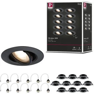 Paulmann Einbauleuchte 10er Set rund 90mm Schwarz