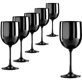DoimoFlair Weinglas aus Kunststoff Weinbecher Plastik Weißweinglas Rotweinglas Schwarz 48 cl. Set 6 Stück