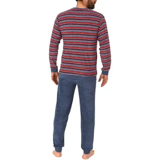 High Class by Normann Frottee Pyjama Schlafanzug Bündchen Streifen Blau 54
