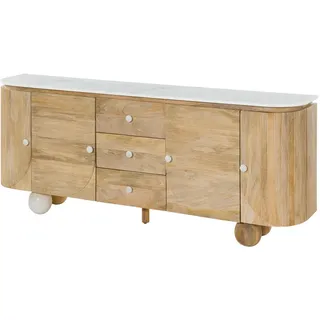 MASSIVMOEBEL24.DE Sideboard 200 x 80 x 40 cm Natur lackiert / Weiß