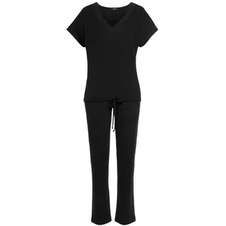 LASCANA Pyjama Set mit Spitze und Saumbändchen schwarz 32/34