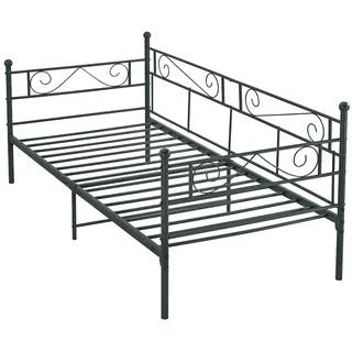 Décoshop26 - Schwarzes Metall-Tagesbett mit Metalllattenrost 90 x 200 cm 03_0004911