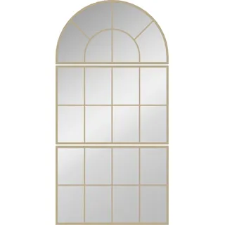 HOMCOM gewölbter Wandspiegel, Fensterdesign Wandspiegel, 3-teiliges Set, Metallrahmen, für Wohnzimmer, Schlafzimmer, Flur, 76 x 150 cm gold   Aosom