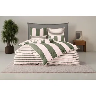 OTTO home Sari Trend Gestreift Baumwolle Rosa 135 x 200 cm + 40 x 80 cm