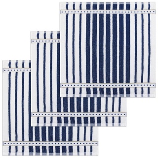 Kracht Geschirrtuch Blockstreifen, (Set, 3-tlg., Set), 3er Pack Frottee Küchenhandtücher (3 Stück) ca.50x50cm Baumwolle blau