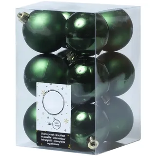 MARELIDA Weihnachtskugel bruchfest 6cm Christbaumkugeln glänzend matt grün 12St