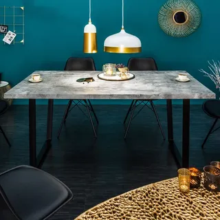 riess-ambiente Moderner Esstisch LOFT 160cm grau Beton-Design schwarze Metallbeine Kufengestell Industrial Esszimmertisch Küchentisch Tisch - Grau