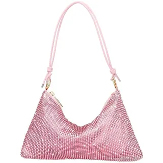 scalingscal Tasche Glitzer Abendtasche Strasssteine,Abend Handtasche,Clutches Schultertasche,Glitzer Abendtasche Umhängetasche,Rosa Glitzer Abendtasche Damen,für Abend Prom Hochzeit Party Bankett - M