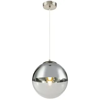GLOBO LIGHTING LED Pendelleuchte, LED wechselbar, warmweiß, ausgefallene Glas-kugel hängend für übern Esstisch & Treppenhaus Ø30cm silberfarben