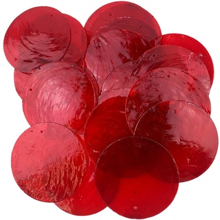 Heyiwell 20 rote runde Capiz-Muscheln mit 2 Löchern für Heimdekoration, Basteln, Windspiele, 5,1 cm