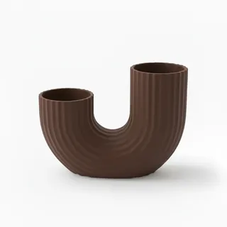 Moderne, Minimalistische Braune Vase In U-form Mit Eleganter Gestalt