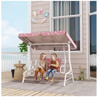 AIYAPLAY Hollywoodschaukel Kinderschaukel mit verstellbarem Sonnendach, Sicherheitsgurt, 2-Sitzer, Schaukelfunktion, Gartenschaukel, 1 tlg., 2-Sitzer Kinderschaukel, für Garten Terrasse für 3-6 Jahre Kinder bis 60 kg Rosa rosa