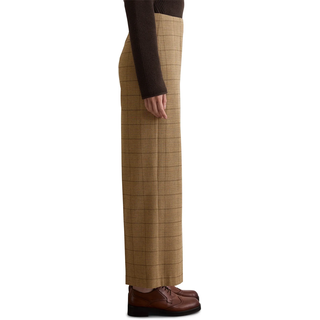 Chinohose MARC O'POLO "aus softem Flanell", Damen, Gr. 42, Normalgrößen, schwarz beige, Obermaterial: 63% Polyester, 34% Viskose, 3% Elasthan, gemustert, knöchelfrei, Hosen Chinohose