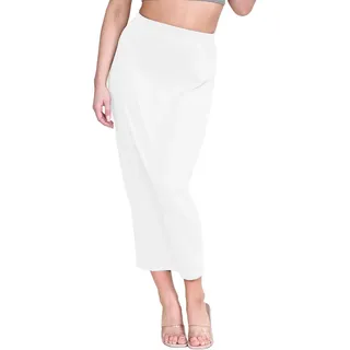 Janisramone Frauen Damen Ebene Midaxi Jersey Bodycon Tube Bleistift Sommer Lässig Longline Maxi Midi Rock - 34-36