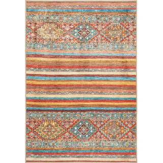 Lindorug Vintage-Teppich Cortea Azmeo, Mehrfarbig, Rot, Cognac, Textil, Boho, rechteckig, 130x190 cm, Oeko-Tex® Standard 100, für Fußbodenheizung geeignet, rutschfest, in verschiedenen Größen erhältlich, wasserabweisend, schmutzabweisend, Hausstauballergiker feuchtraumgeeignet, stuhlrollengeeignet, waschbar, pflegeleicht, strapazierfähig, reißfest, rutschfeste Unterfläche, vegan, Teppiche & Böden, Teppiche, Waschbare Teppiche
