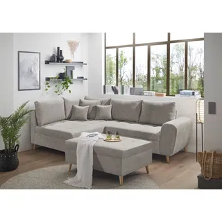 Ecksofa skandinavisch 249 x 175 cm CALANDA Taupe - Hellgrau