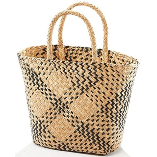Kobolo Shopper Robuste Korbtasche für den Alltag, Einkaufstasche aus Seegras, 45x30x20cm beige|braun
