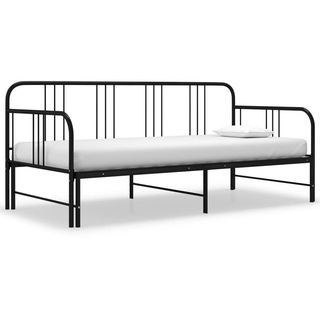 furnicato Bett Tagesbett Ausziehbar Schwarz Metall 90x200 cm schwarz