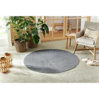 HANSE HOME Teppich Trenzado, rund, Höhe: 10 mm, In- & Outdoor, Handmade-Look, Gewebt, Wetterfest, Balkon, Wohnzimmer grau Ø 150 cm x 10 mm