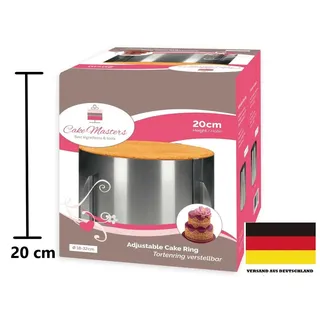 Tortenring XXL Profi Backrahmen Edelstahl verstellbar extra hoch 20cm