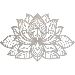 Colorfull Worlds 3D Mandala Metall Wanddekoration | Lotusblume Dekoration für Zuhause | Bürodekoration | Wohnzimmer Dekor | Neujahrsgeschenk | (43,2 x 27,9 cm | 43 x 27,5 cm, Silber)
