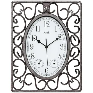 AMS 9486 Wanduhr Garten Aussen Antik Optik Wetterfest