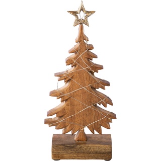 Weihnachtsbaum Lumen Auf Holz Mit Led  19X5x40cm  Gold
