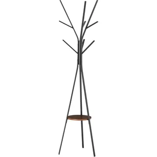 Garderobenständer Metall Kleiderständer Modern Mit 9 Haken Und Ablage Standgarderobe Baum-design Braun 45x45x180 Cm