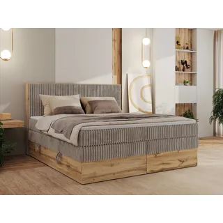 MKS Meble BOXBETT WOOD CLASSIC KING 140/200 - Hellbraun Cord - H3