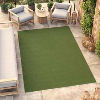 TAPISO Mono Teppich Outdoor Grün 180 x 250 cm | 100% Polypropylen, 6 mm Florhöhe, gewebt
