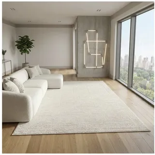 Sehrazat Teppich Moda 1200, auch als Läufer, rechteckig, Höhe: 11 mm, Kurzflor, grafisches Hoch Tief Muster, Wohnzimmer beige 160 cm x 230 cm x 11 mm