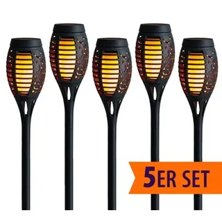 ic gardenworld Gartenfackel Kunststoff 5er Set inkl. Akku schwarz