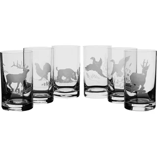 Wassergläser Set mit Gravur 230 ml | Jagdmotive | gravierte Trinkgläser | Hirsch | Reh | Rebhuhn | Wildschwein | Ente | Auerhahn...