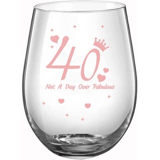 Geschenk zum 40. Geburtstag mit lustigen Sprüchen, "Not A Day Over Fabulous", Rotgold, Weinglas, Geschenk zum Jahrestag, für Männer und Frauen, Geburtstagsfeier, Hochzeit, 500 ml, ohne Stiel (40)