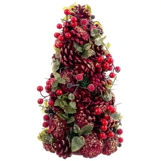 BigBuy Christmas Weihnachtsschmuck rot Mehrfarbig Kunststoff Schaum Tannenzapfen 18 x 18 x 30 cm