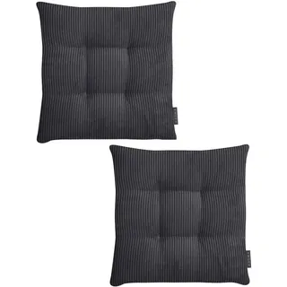 Magma Heimtexx Stuhlkissen, Anthrazit, Textil, Gestreift, Füllung: Polyester, Quadratisch, 35x5x35 cm, Wohntextilien, Kissen, Sitzkissen